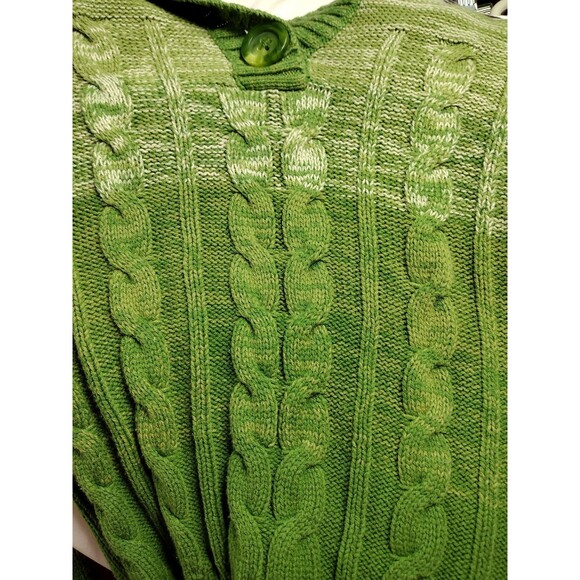 SO Junior Girls Medium Sweater Cropped Green White Stretch Long Sleeve Pullover - Picture 3 of 8